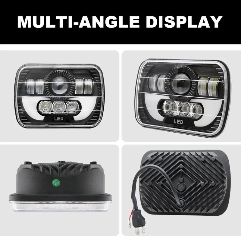 Paires De Phares LED 5x7 6x7 Pouces 110W 6000K Pour Jeep Cherokee Wrangler Ford Chevrolet