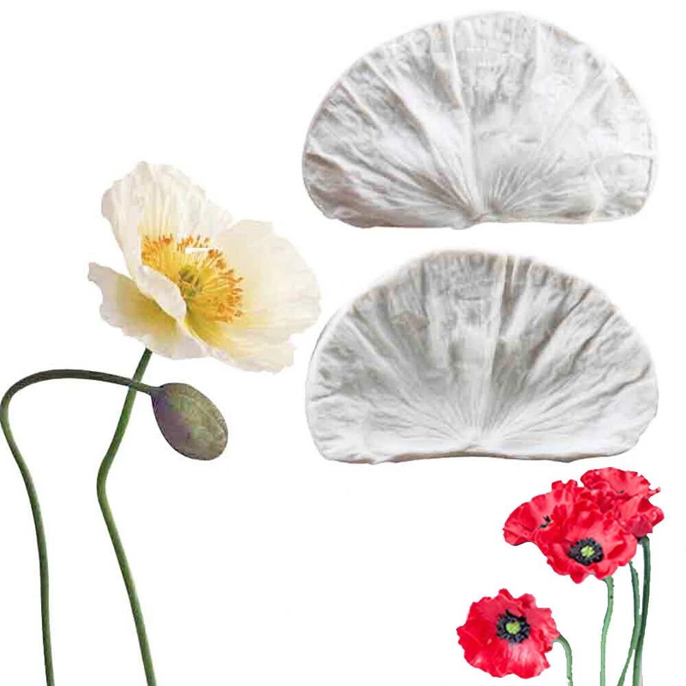 

2Pc Poppies Petal Flower Leaves Silicone Fondant Mold Leaf Cake Decor Sugarcraft Mold Chocolate Topper