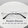Men Ultra Light Myopia Glasses Small Square Frameless Anti-blue Light Near Sight Glasses Ultra Light Unisex Short Sight Glasses 1