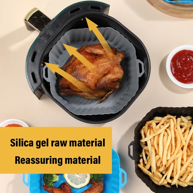 Silicone Air Fryers Oven Baking Tray Fried Pizza Chicken Mat AirFryer  Silicone Pot Round Reusable Cake Pan Air Fryer Accessories - AliExpress