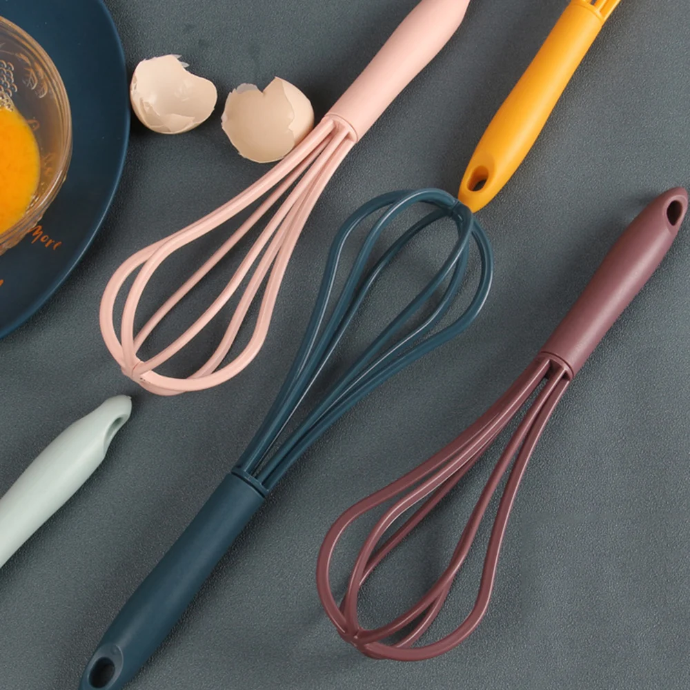 1Pcs Multifunctional Rotary Manual Egg Beater Mixer Mini Plastic Kitchen Egg Whisk Bake Tool Agitator Silicone Whisk egg beater rotary whisk