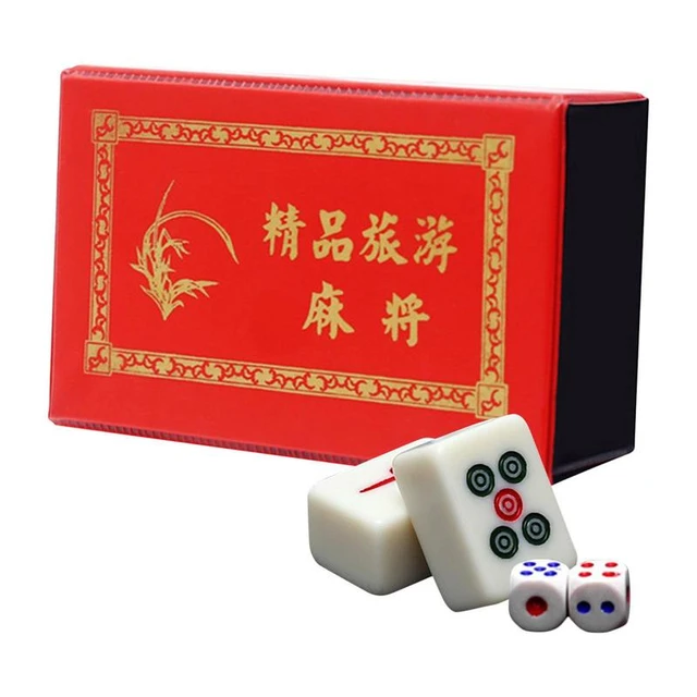 Mahjong, conjunto portátil mini 144 Mahjong com 2 reserva, jogo atividades  cerebrais tradicional, conjunto jogo mahjong chinês em miniatura para  viagens em família, tempo lazer