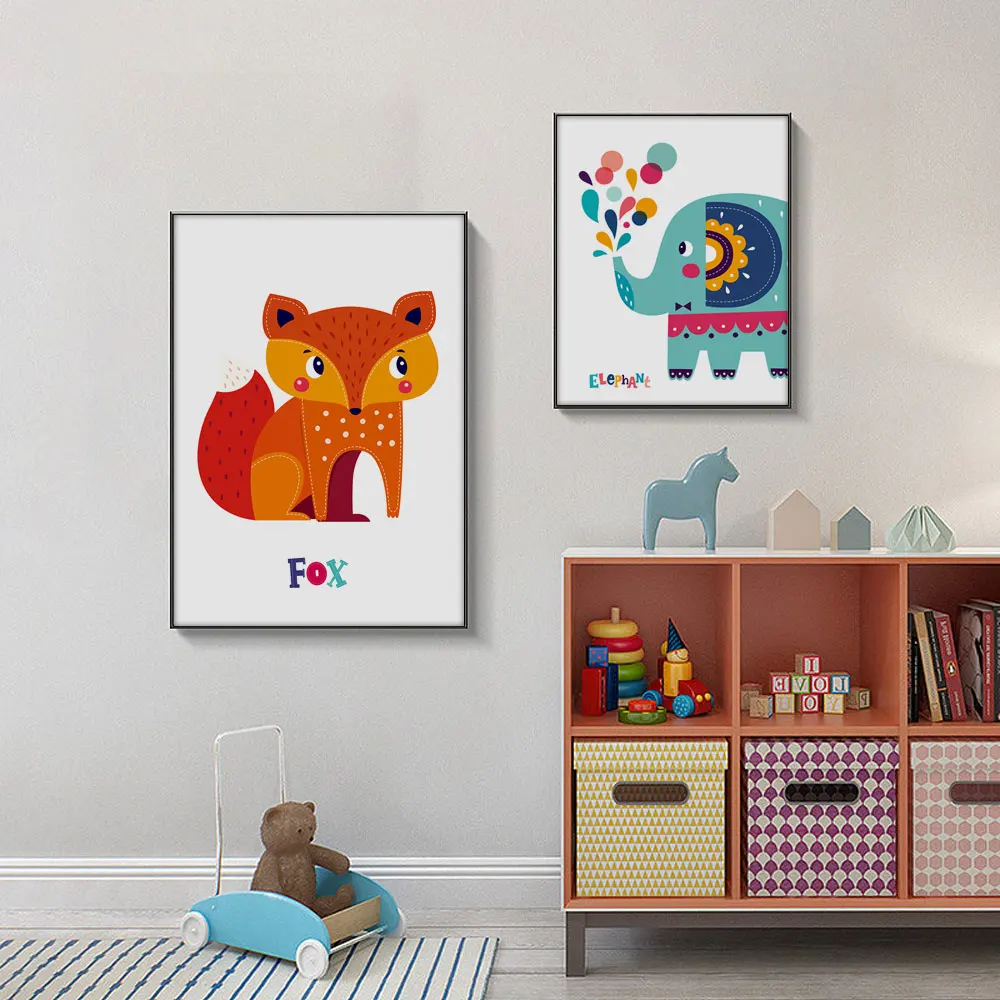 Cartoon Cute Animals Painting Posters Decor for Living Room Wall Painting Poster Canvas Wall Art Decorative Painting