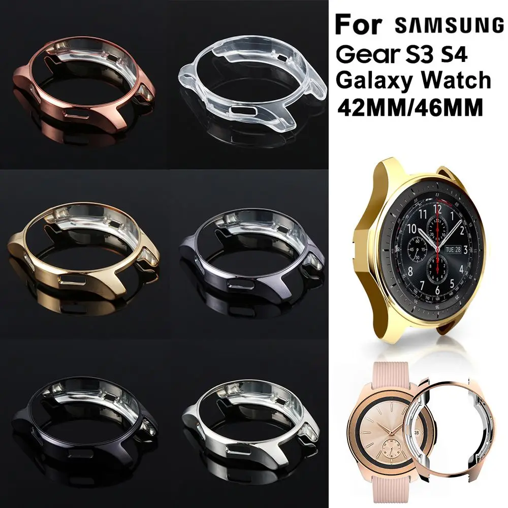 

Electroplated Silicone Shell Holder Skin TPU Watch Case Protective Cover For Samsung Gear S3 S4 Galaxy Watch 46mm 42mm