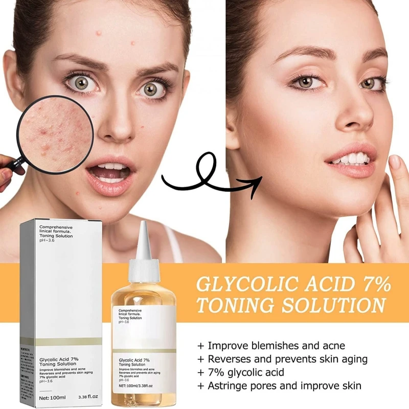 

Facial Skin Care Glycolic Acid 7% Toning Solution PH3.6 Toner Exfoliating Mouth Closing Blackhead Fruit Acid Essence Water