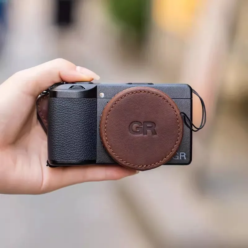 純正革製レンズキャップ 防水保護 カメラレンズカバー リコー GR GR II