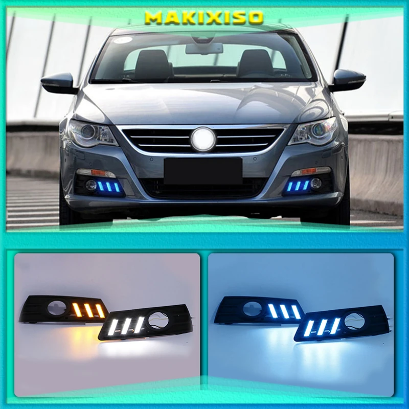 

2PCS Car light For VW PASSAT CC 2009 2010 2011 2012 2013 LED DRL Daytime running lights with fog lamp cover