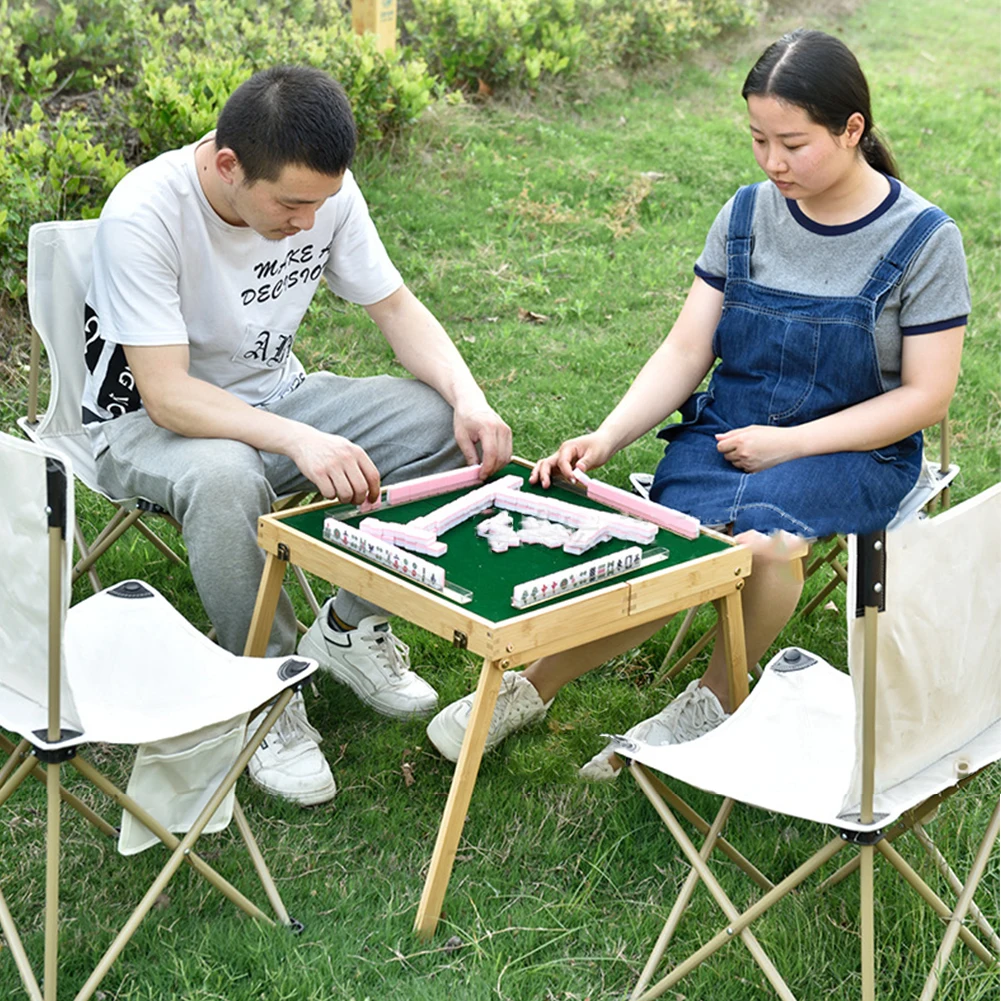 Mahjong Table Family Table Games Portable Travel Mahjong Foldable with Chinese Tiles Set for Home Party
