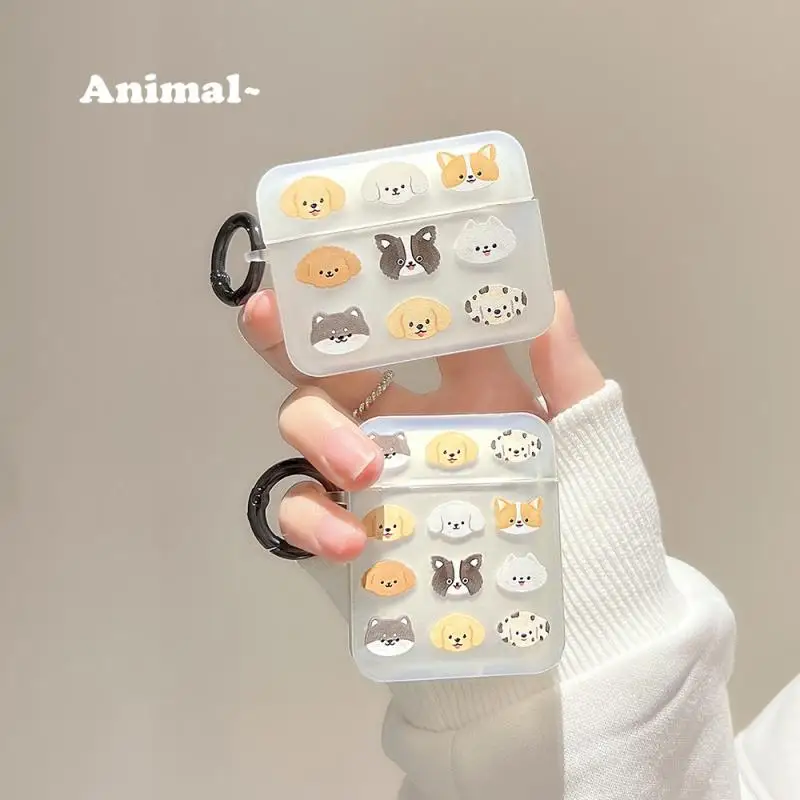 

New Wireless Earphone Protective Cover Cute Dog Protective Case with Pendant hoop for airpods 1/2/3 /pro / pro2 Wireless Headset