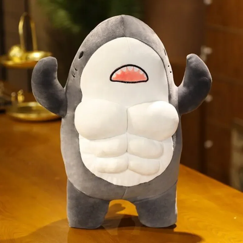 

45cm Kawaii Cute Muscle Shark Plush Toy Funny Stuffed Muscle Animal Pillow Appease Cushion Dolls Soft Home Decor Gifts for Kids