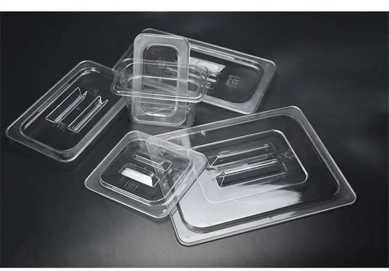 Portable food container PC Acrylic Plastic transparent pick up GN pans Visible food square pots Exhibition plate score basin Containers Storage box tray