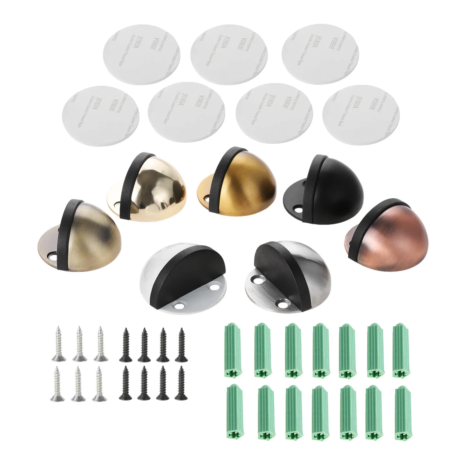 Door Stopper 1pc w/screw Hemisphere Stainless Steel Rubber Bumper Punch-free Hidden Holder Catch Floor 1.77in Gold White Bronze