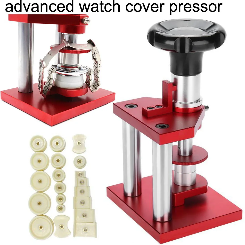 

Watch Back Case Cover Press Tool w 20 Fittting Dies Watch Back Cover Squeeze Pressor Closer Repair Tool Machine for Watchmaker