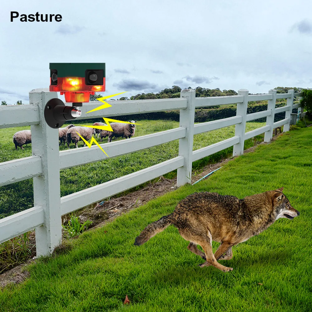 Solar Wild Animal Repeller 360-degree Induction Alarm 1200mAh Pigeon Bird Repellent Recordable IP55 for Wild Boar Rabbit Deer