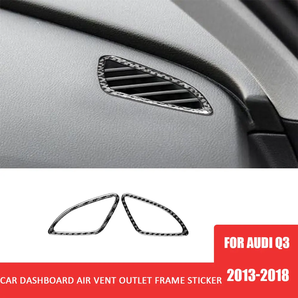 

2pcs for Audi Q3 2013-2018 Car Dashboard Air Vent Outlet Frame Carbon Fiber Trim Sticker Auto Interior Decoration Accessories