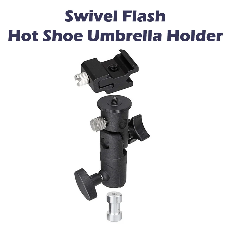 Flash Hot Shoe Umbrella Holder Mount Adapter for Studio Light Type E Stand 1/4 3/8 Screw Bracket Support E-type Lamp Holder camera flash adapter,bowens mount bracket holder,fill light holder