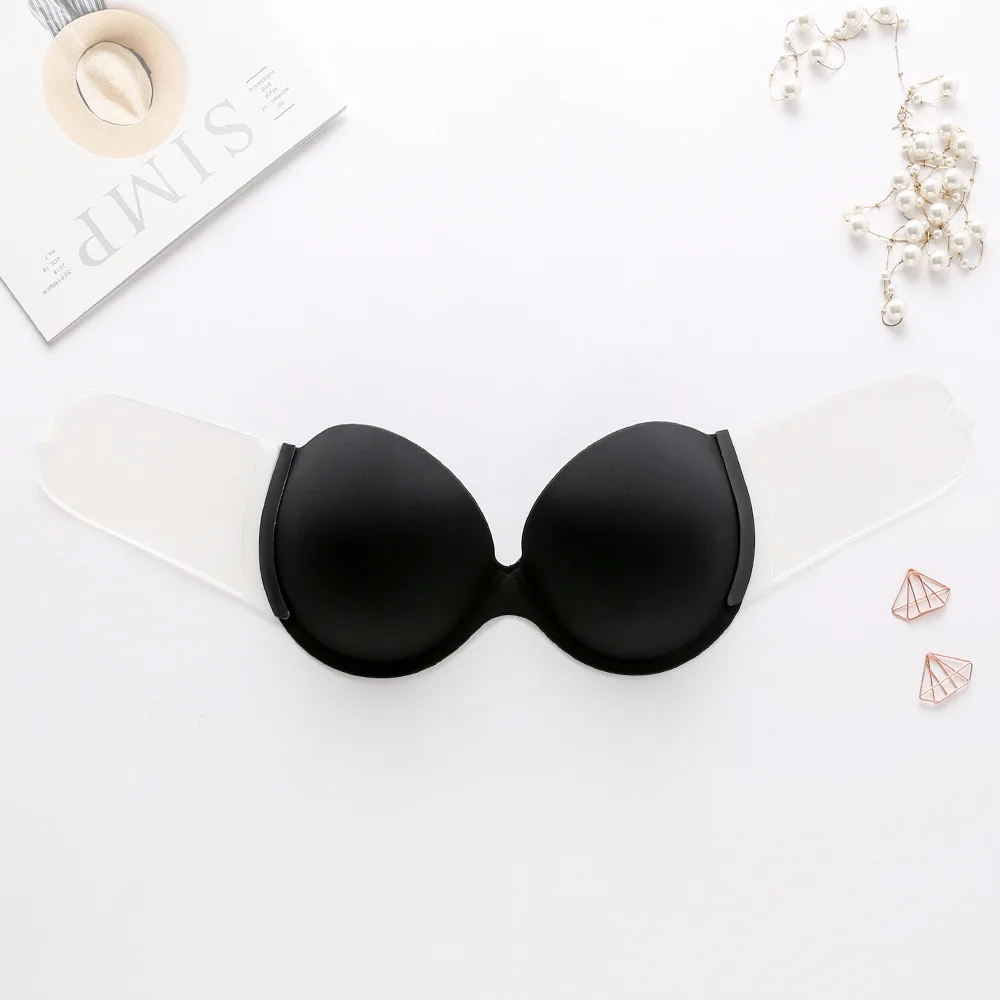 Invisible Bra Cup Without Glue Side Wing Chest with Deep U Closure Strapless Underwear Suitable for Suspenders