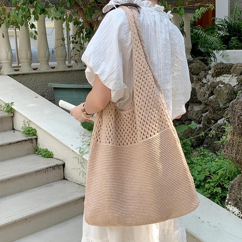 Designer Knitted Handbags Large Capacity Totes Women Pack Summer Beach Bag Big Purses Casual Hollow Woven Shoulder Bags