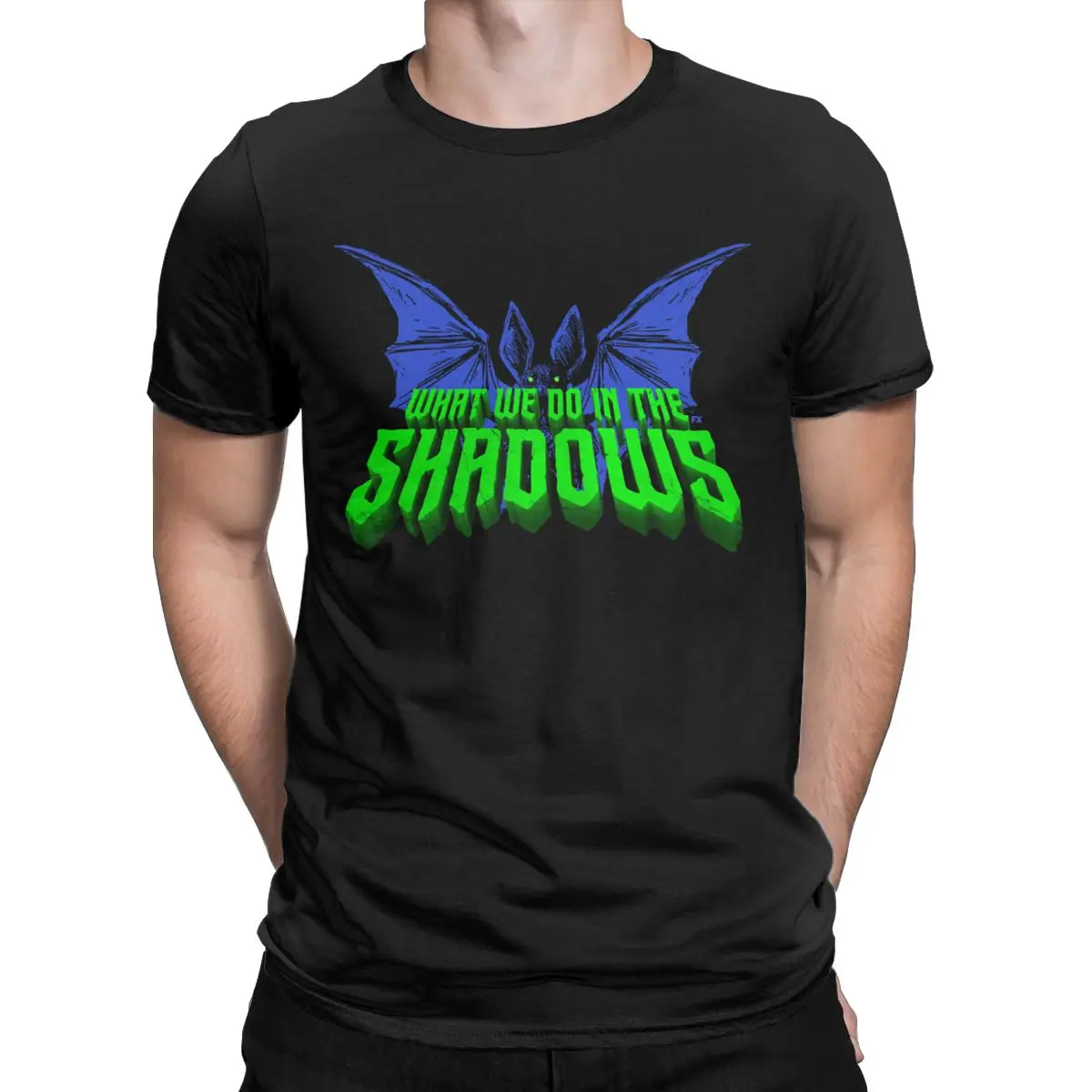

What We Do In The Shadows Bat Logo t shirt for men Pure Cotton Funny T-Shirt Round Collar Tees Short Sleeve Tops 6XL