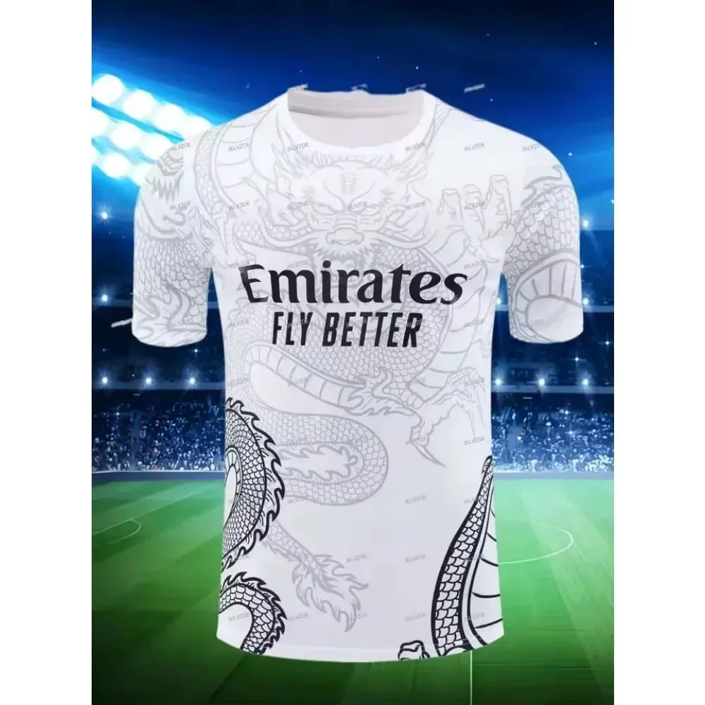 New men's football training quick drying jersey breathable round neck T-shirt letter printed outdoor top - Image 3