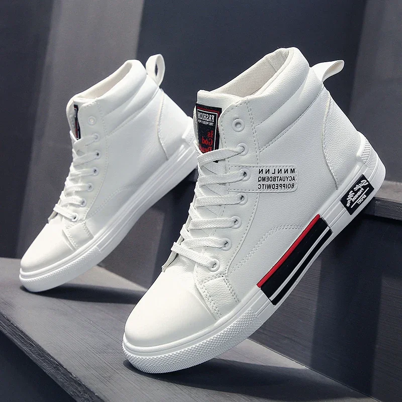 

Brand Men Leather High-Top Skateboarding Shoes Men's Sneakers Male Fashion Non-Slip Sport Shoes Zapatillas Hombre Mens Footwear