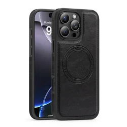 Magnetic Leather Phone Case with Camera Protection and Anti - Fall Soft Back Cover - iPhone 15 Plus (WD - M1 - black)