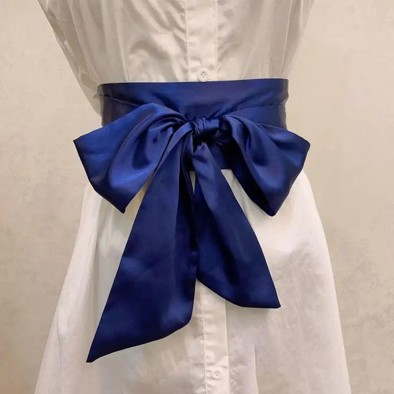 Satin Silk Bow Corset Waist Belt Wide DIY Bowknot Fabric Ribbon Cummerbunds Decorative Waist Cover For Women Lady Girl Bridal - Image 2