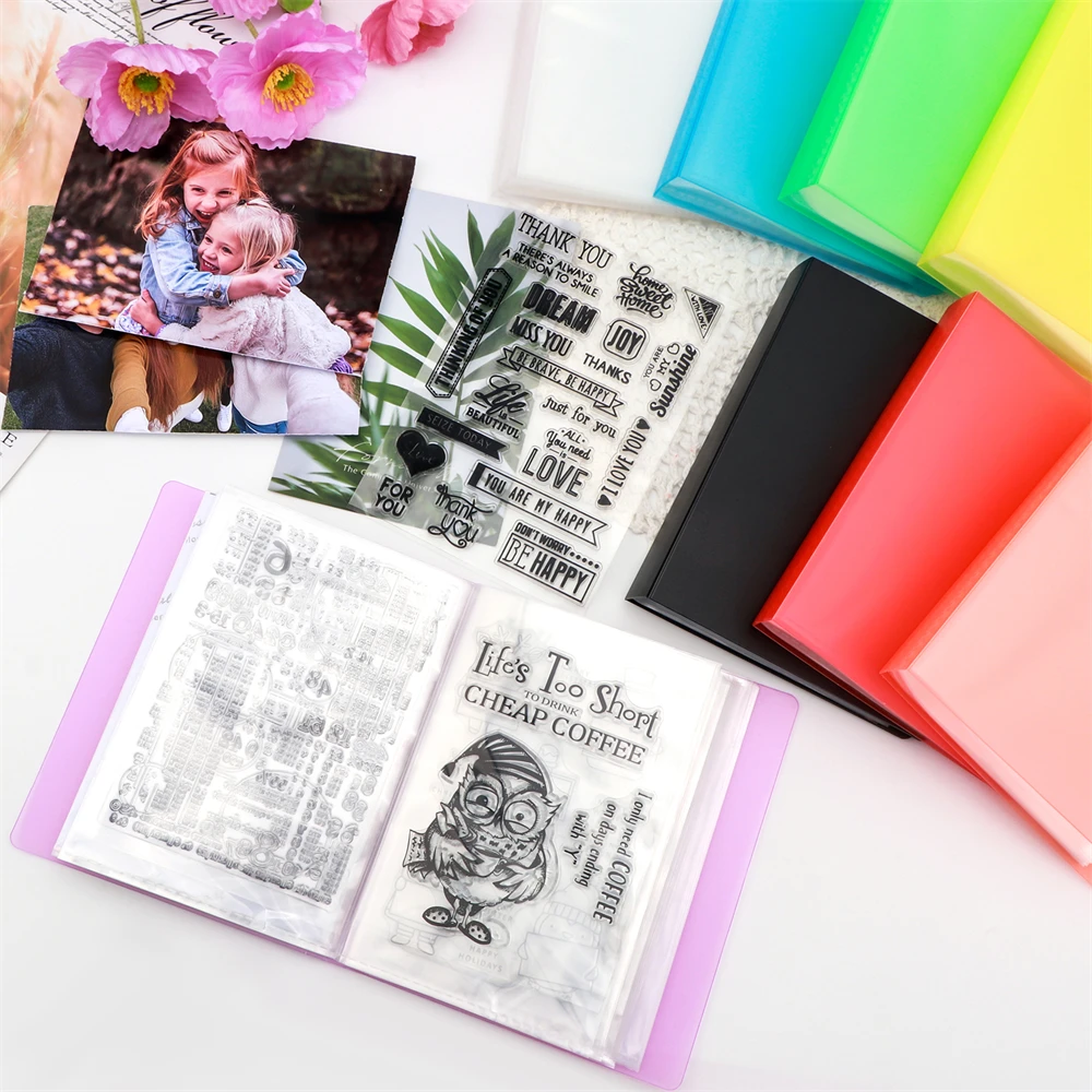 A6 Clear Sticker Photo Storage Album 40 Pages Clear Die & Stamp Storage Bag Transparent Plastic Folders Stamp Cutting Dies