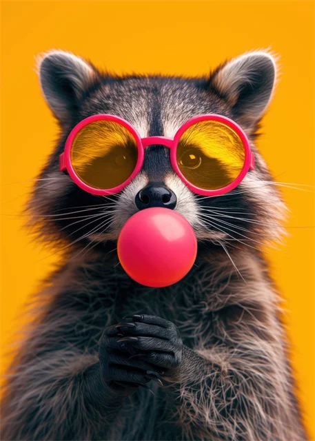 Vibrant Pink Bubblegum Animal Canvas Print - Cute Cartoon Wall Art