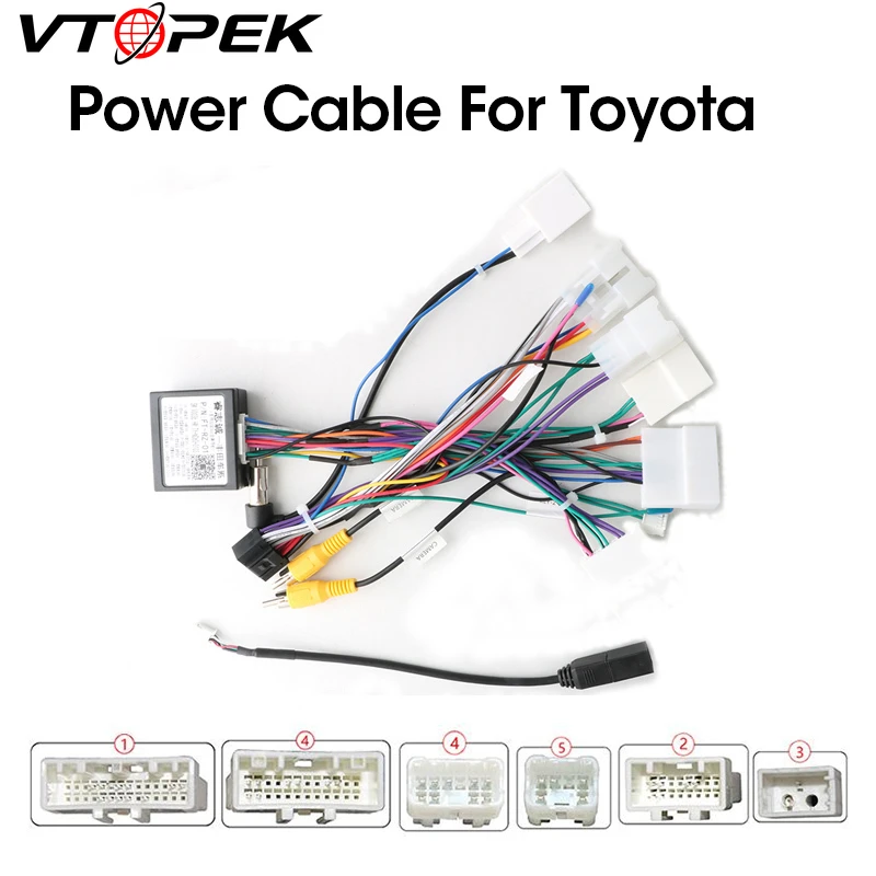 Vtopek Car 16pin Android Wire Harness Power Cable Adapter For Toyota