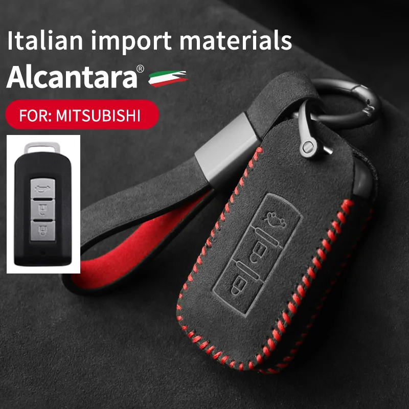 

for Mitsubishi Outlander ASX Mirage Lancer Montero Eclipse Cross L200Alcantara suede key case cover anti-lost pendant
