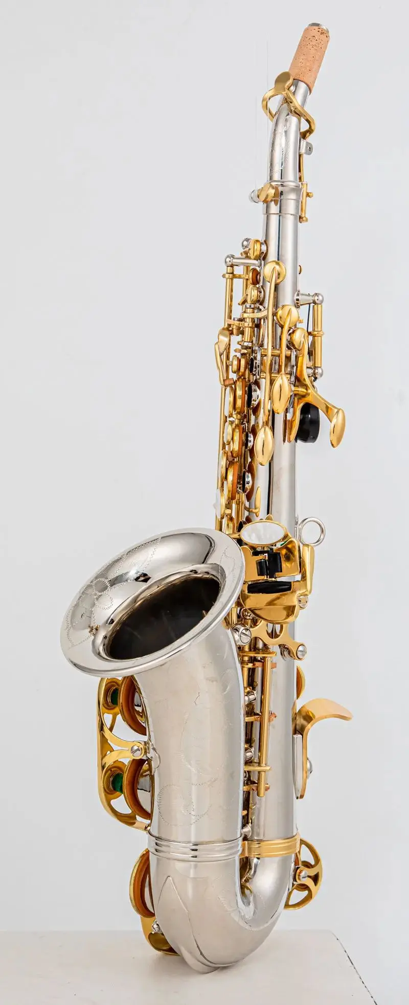 SC-9937 Bb Soprano Saxophone Silver Plated A golden key Brass Professional Woodwind Instrument B Flat Sax