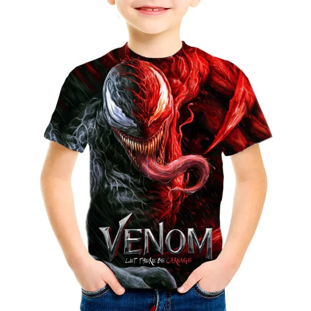 4-14 Years Kids Boys Venom Short Sleeve 3D T-shirts Tops Clothes Baby Boys Print Tees Children Clothing Kids Cartoon Outfit 2