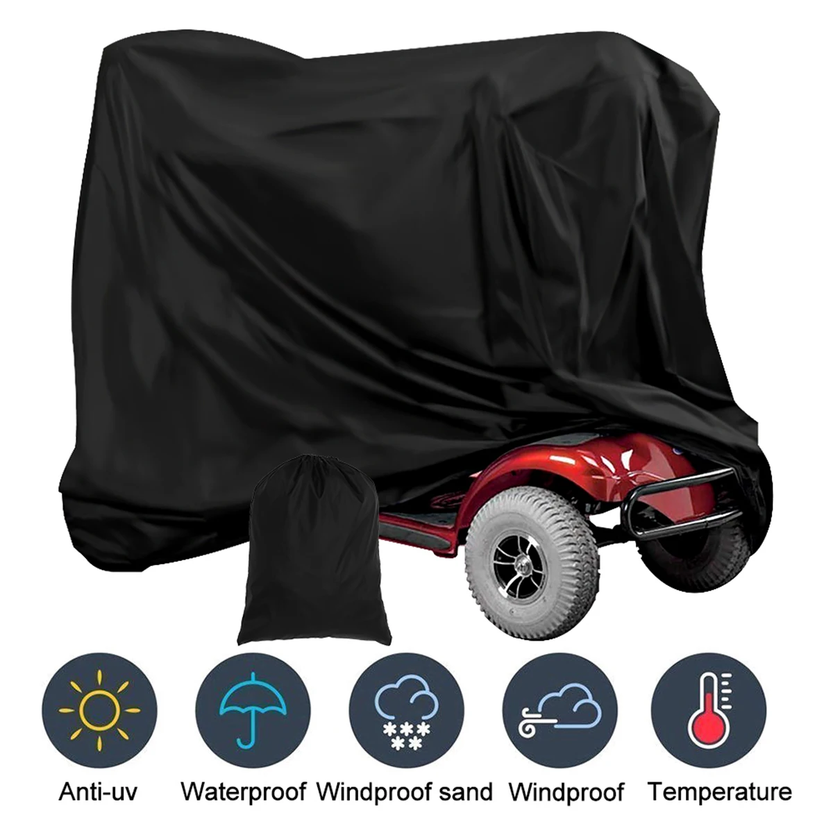 Scooter Cover Waterproof Wheelchair Storage 190D Oxford Fabric Rain Protector from Dust Dirt Snow Rain Sun Rays