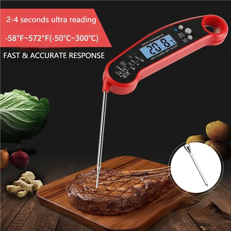 

Instant Read Meat Thermometer for Grill and Cooking, Fast & Precise Digital Food Thermometer with Backlight, Magnet, Calibration