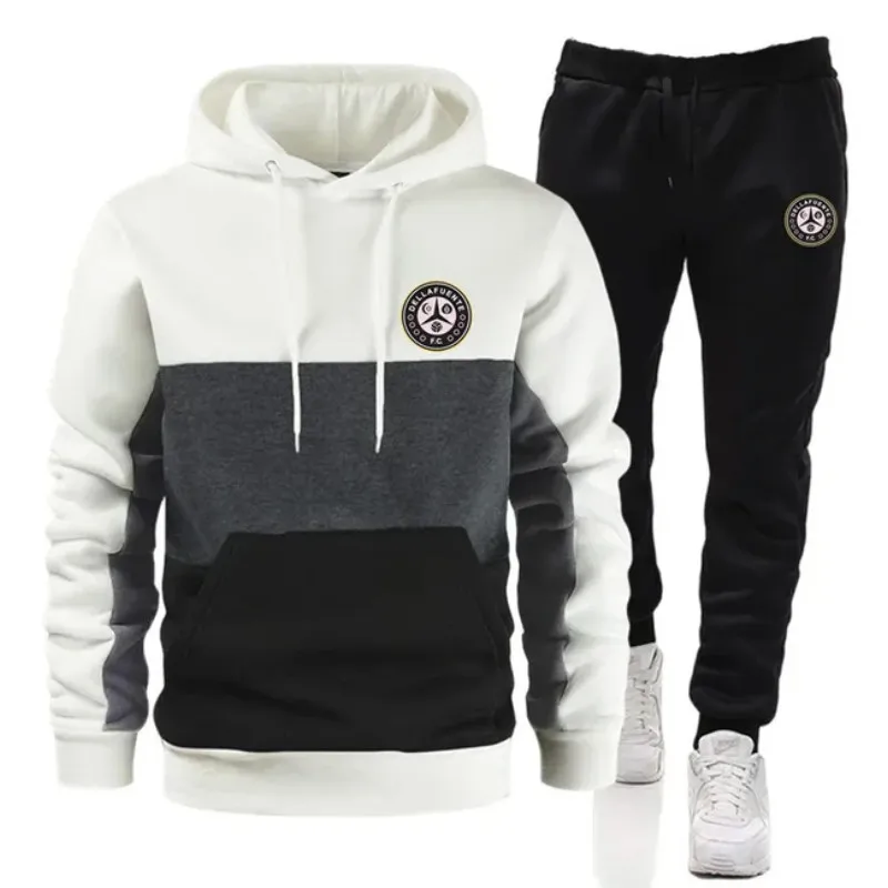 Men's hooded sweatshirt and lace-up pants, tracksuit, athletic hooded sweatshirt, Spring and Autumn 2024, 2 pieces