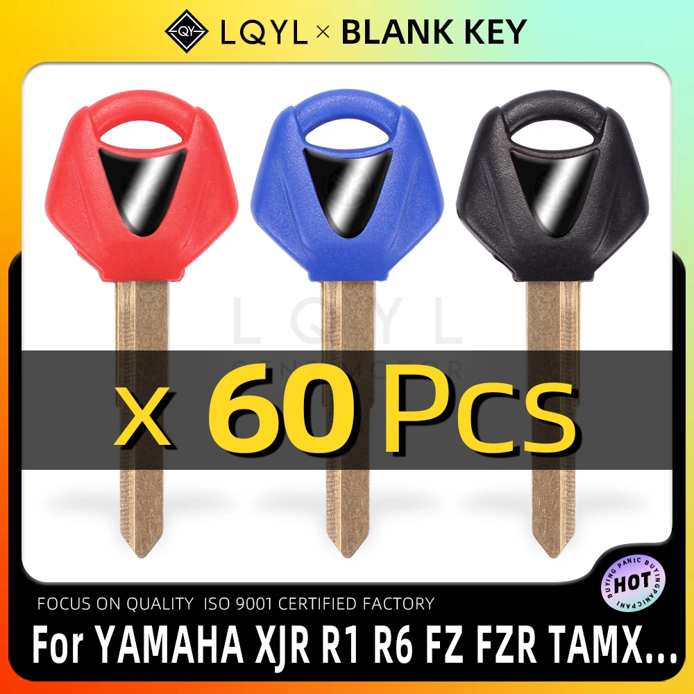 60Pcs Blank Key Motorcycle Replace Uncut Keys For YAMAHA YZF XJR1300 FJR1300 MT09 MT07 XJ6 TMax FZ6 FZ8 R3 R1 R6 XJR400 SR400
