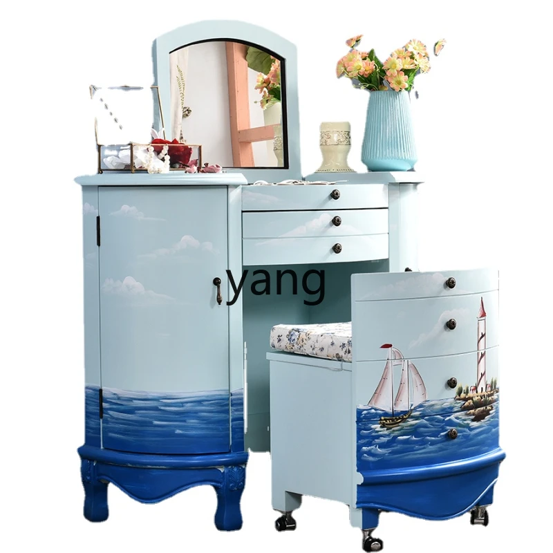 

CX Flip Small Apartment Dressing Table Bedroom Mediterranean Dresser Computer Makeup Integrated