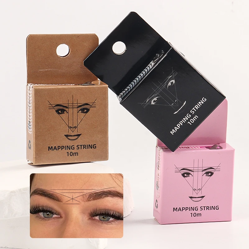 Filo per trucco semipermanente per sopracciglia, per tracciare linee di posizionamento e mappatura con inchiostro, con righello ausiliario
