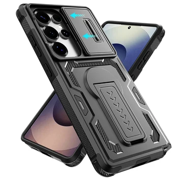 Custodia per cellulare con supporto per Samsung Galaxy S25 Ultra S24 A17 5G A26 A36 A56 Custodia protettiva per obiettivo Funda