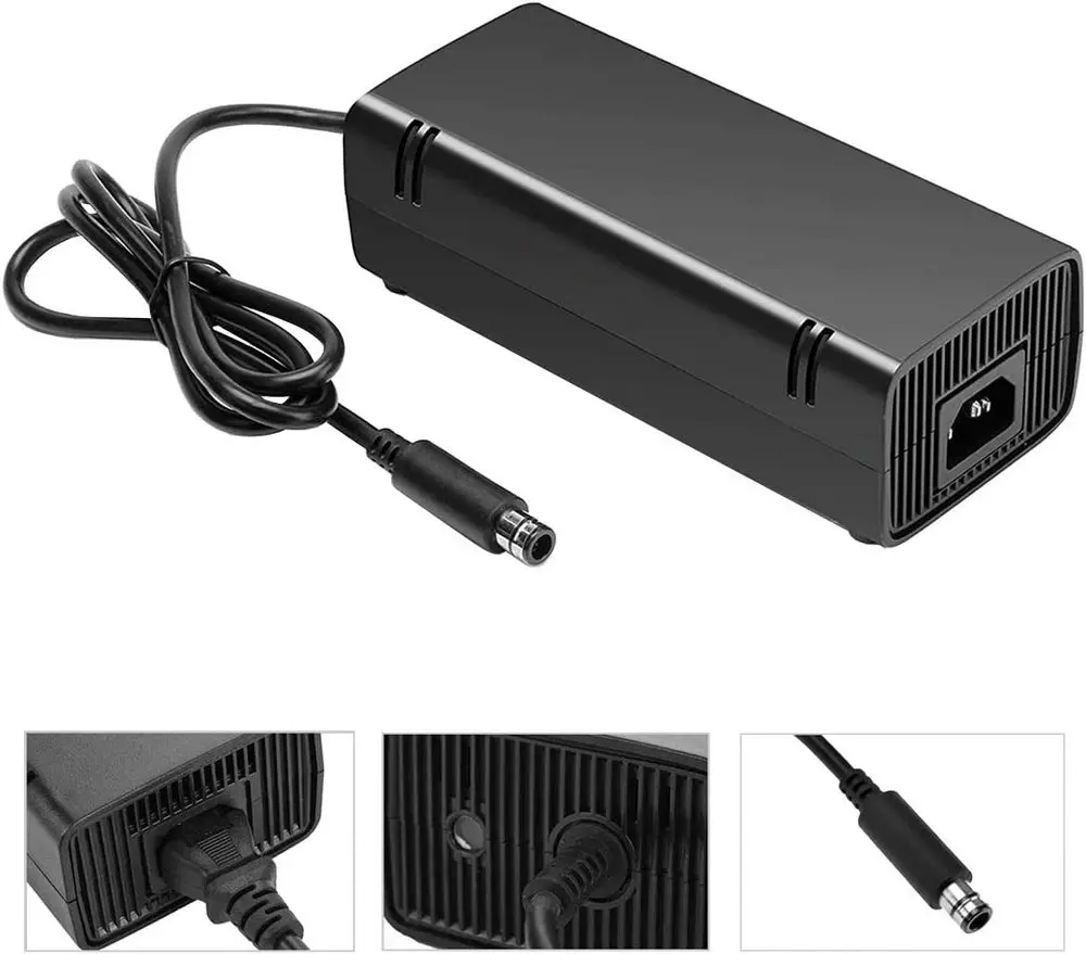 For Xbox360 E Console Replacement Power Supply AC Adapter Brick with Cord Universal 110-240V Charger for Gaming Console