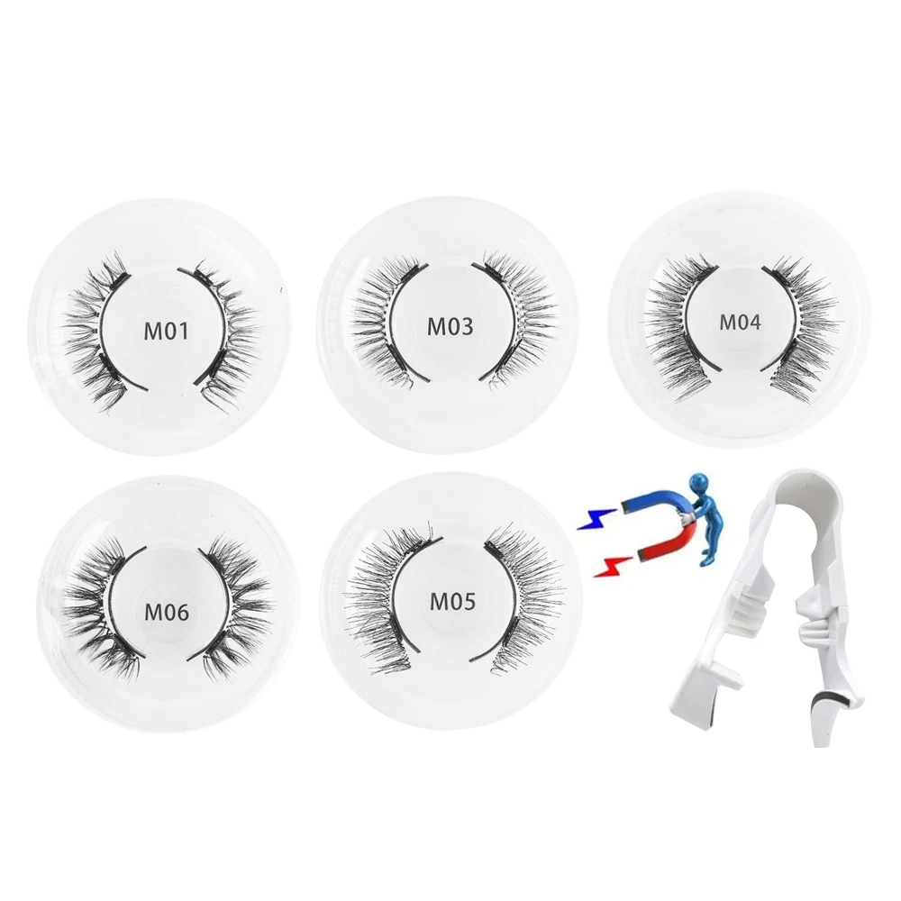 Fake Eyelashes 1Pair Magnetic Eyelashes Kit Reusable 3D