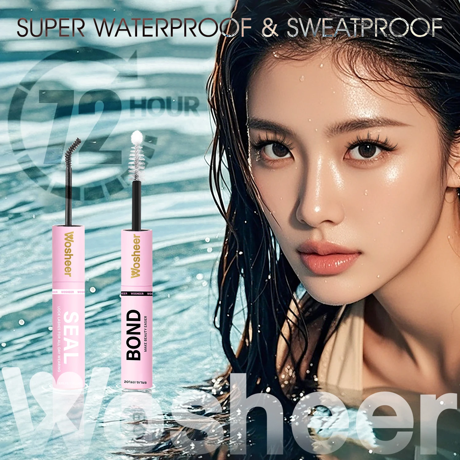 WOSHEER Lash Cluster Glue Remover Lash Bond and Seal 10ml for Eyelash Clusters Waterproof 2-in-1 Strong Hold
