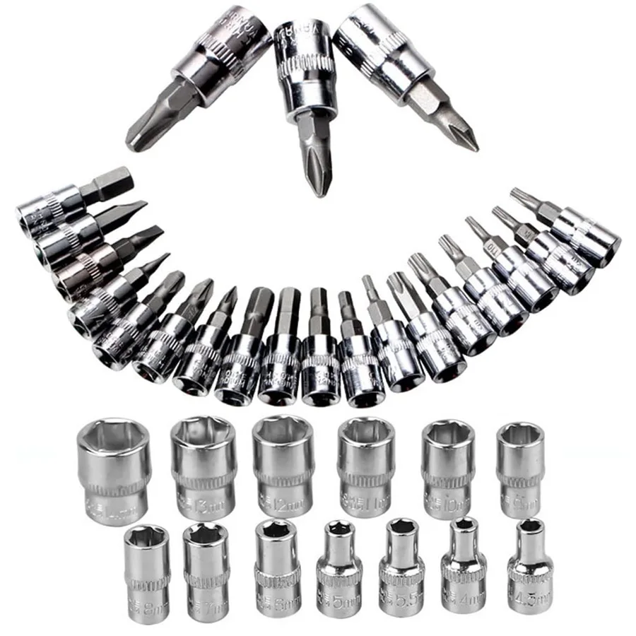 Wrench Set 46 Pcs Car Repair Tool Set Socket Wrench Set Wrench Tool Multi Tool Set Screwdriver Bit Ratchet Torque Quick Spanner Socket Key Hand Tools