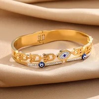 Stainless Steel Bracelets Women U Shape Evil Eye Charm Cuff Bracelet Bangles Fashion Gold Plated Jewelry Accessories Party Gifts 1