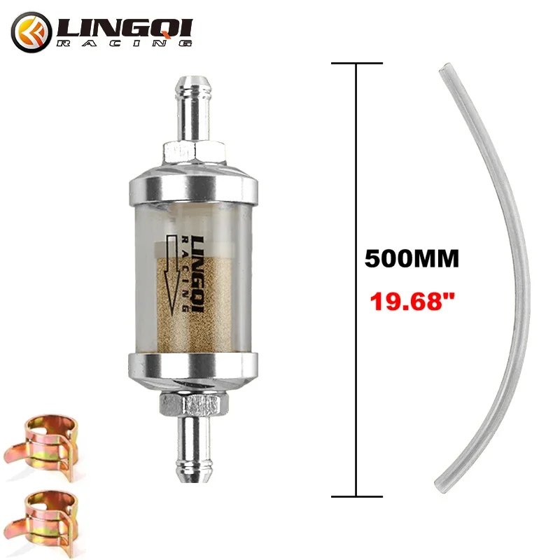 מנקה דלק LINGQI RACING מסנן שמן דלק צינור M8 8mm לאופנוע ATV אופנוע קורקינט חלקי ליבת נחושת