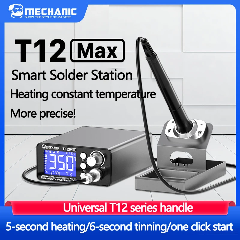 MECHANIC T12 MAX 75W 지능형 디지털 온도 조절식 납땜 스테이션 PCB TV 보드 수리용 빠른 가열 납땜 도구