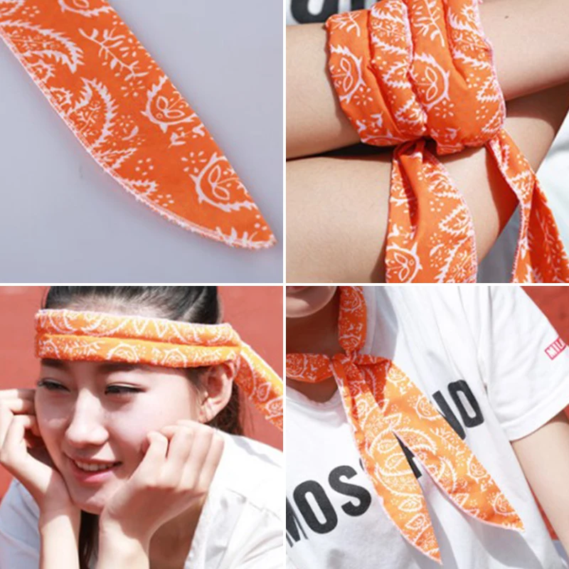 Summer Scarf Neck Cooler Bandana Summer Body Ice Cooling Wrap Tie Refreshing Scarf Headband Multifunction Wrist Towels Headband