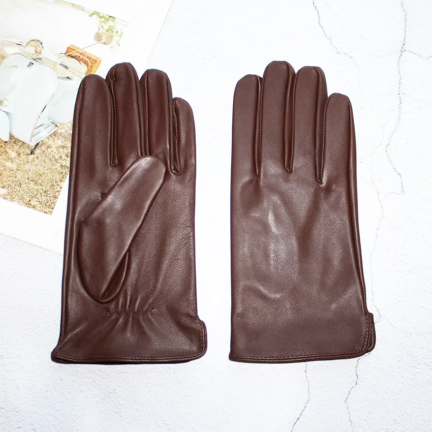 Summer Driving Sheepskin Gloves Men's Thin Touch Screen Leather Unlined Fashionable and Simple Motorcycle Riding Gloves