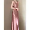 ZZ149 2024 Summer Sexy Backless Satin Pendant Dress Women's High-end Temperament Slim-fitting Fishtail Dress 2